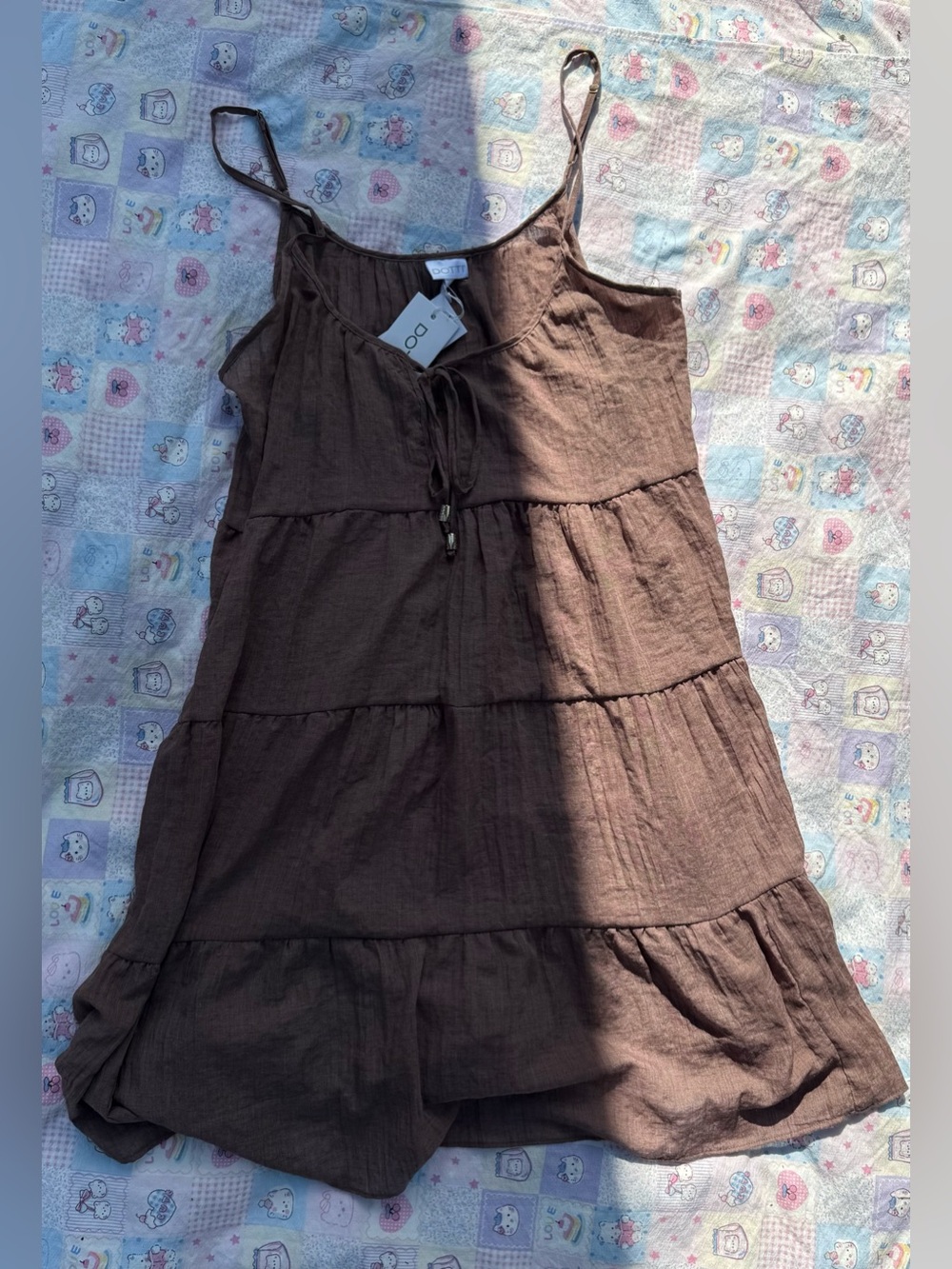 Nwt Dotti Brown flowy Tiered Spaghetti-Strap Dress